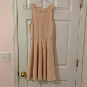 Textured Blush Pink Fit and Flare Dress